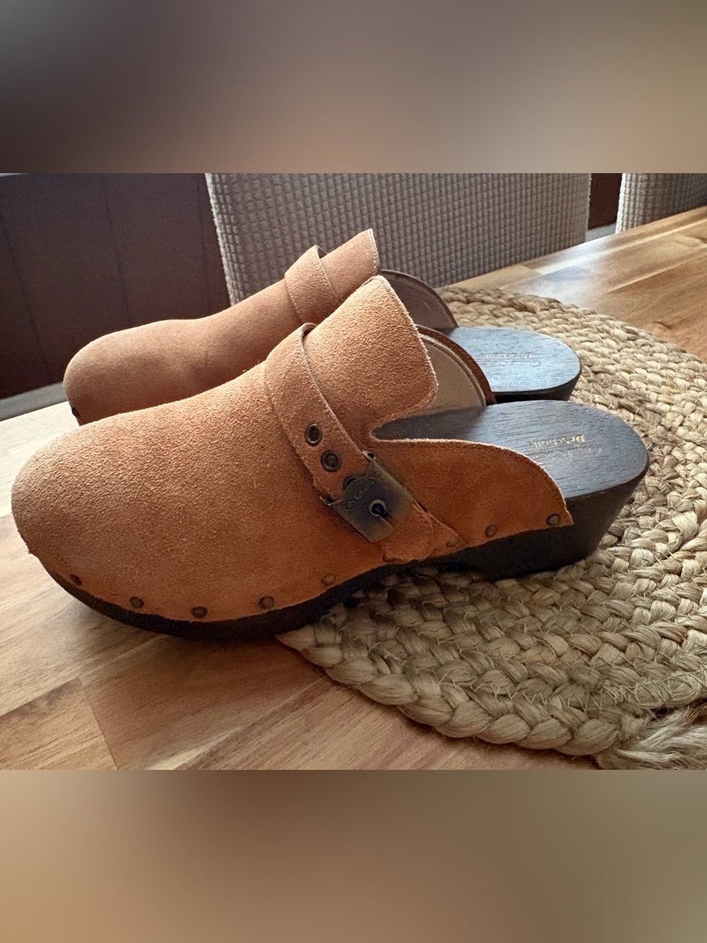 Dr. Scholl's Tan Suede Clog Mules
